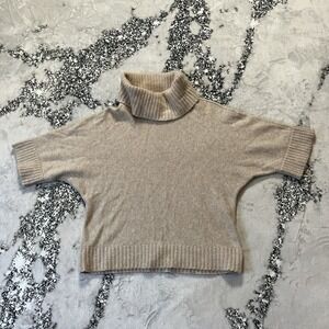 Only Mine 2 Ply Cashmere Sweater Womens Size Medium Brown Turtleneck Ribbed